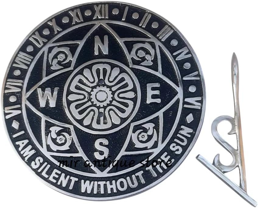 Solid Aluminum Sundial Clock for Garden Yard Outdoor, Handmade Silver & Black Garden Sundial with Velvet Case Home Decor Gift Garden Gift - Image 3