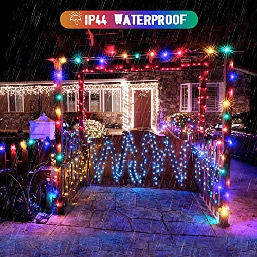 JMEXSUSS 2 Pack Solar String Lights Outdoor Waterproof, Total 400 LED 151FT Solar Christmas Lights Outdoor, 8 Modes Christmas Light for Outside Patio Yard Tree Decorations, White to Multicolor - Image 4