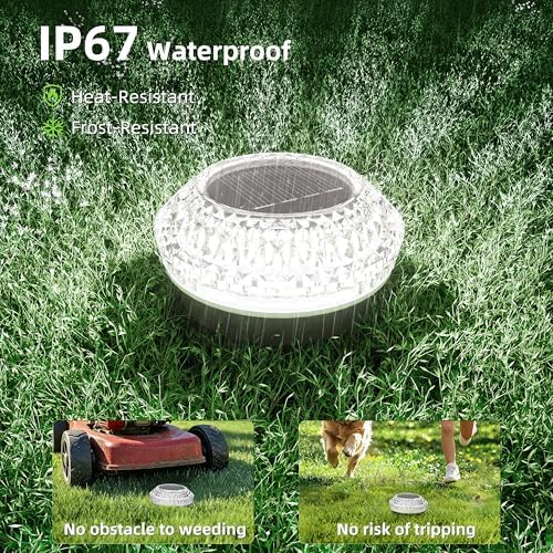 JOFIOS Mini Solar Ground Lights Outdoor,Flat Solar Pathway Lights 12 Pack - Image 4