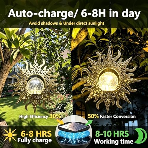 Hanging Solar Sun Lights, Decorative Lanterns for Outdoor, Gifts for Women - Image 3