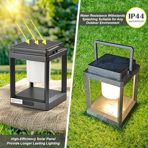 Solar Outdoor Table Lamp: Outdoor Lanterns for Patio Waterproof,Portable Rechargeable Solar Lamp - Image 3