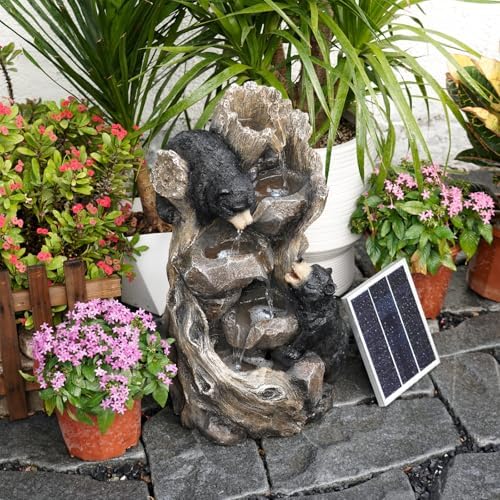YZM Solar Water Fountain Outdoor Garden 22.83''H 5 Tiers Bear Cascade by YZM