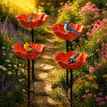 Handmade Metal Flower Bird Bath, Bee & Butterfly Watering Station, Decorative Outdoor Garden Stake with Vibrant Glossy Bowl for Yard Patio Lawn Planter by Unknown