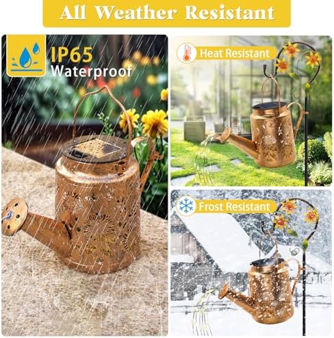 Solar Watering Can with Lights, Birthday Gifts for Mom Women Mother's Day, Outdoor Garden Decor Sunflower Solar Garden Lights for Outdoor Pathway Yard Lawn Patio, Waterproof Gardening Decorations - Image 5