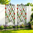 Amagabeli 2 Pack Garden Trellis for Climbing Plants 60" x 18" Rustproof Black Iron Potted Vines Vegetables Vining Flowers Patio Metal Wire by AMAGABELI+GARDEN+%26+HOME
