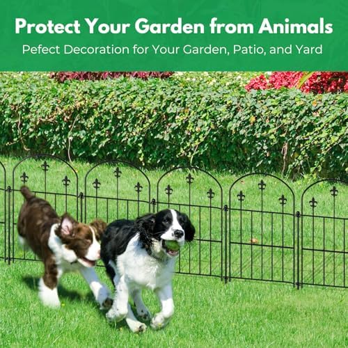 Decorative Garden Fence Border 19 Pack 22in(H) x 20ft(L), Black Rustproof Metal Garden Fencing Animal Barrier for Dogs - Image 4