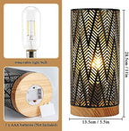 JHY DESIGN Metal Lamp Battery Powered 11''H Accent Cordless Decor Battery Lamp with 6-Hours Timer for Weddings Party Patio Garden Indoor Outdoor Table Balcony Christmas Decorations (with Wooden Base) - Image 2