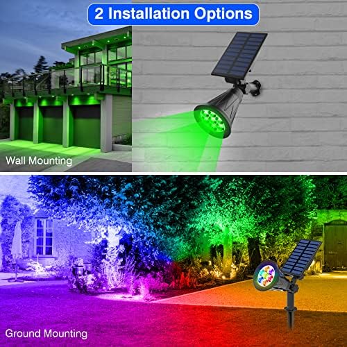 T-SUN Color Changing Solar Spot Lights Outdoor Waterproof, 7 LEDs, 4 Pack - Image 4