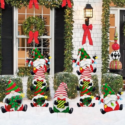 3 Pack Metal Christmas Yard Signs Decor for Multiple Stacked, Christmas Yard Stakes with Gnomes Fall Yard Decor for Outside Garden Yard Lawn Porch - Image 7