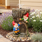 Sunlinua Gnome Outdoor Water Fountain with Solar Pump Tree Stump Waterfall by Sunlinua