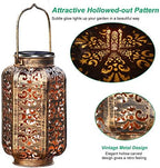 URPOWER Solar Lights Outdoor Metal Solar Lantern Outdoor Hanging Retro Decorative Lanterns with Durable Handle Solar Powered Waterproof LED Table Lanterns Lighting for Yard Tree Fence Patio , 2 Pack - Image 2