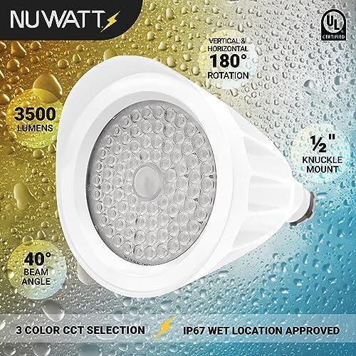 NUWATT 25W White LED Bullet Spot Light for Outdoor Landscapes, 3CCT 30K-50K - Image 6