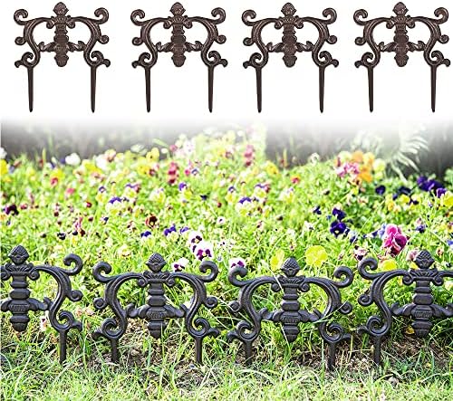 Sungmor Cast Iron Brown Flower Bed Edging - 9.4 Inches Tall 4 Pack by Sungmor