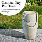 Glitzhome 21.25" H Ceramic Vase Outdoor Water Fountain Tall Patio Garden Water Fountain with LED Light and Submersible Pump Yard Art Decor, Sand Beige - Image 6