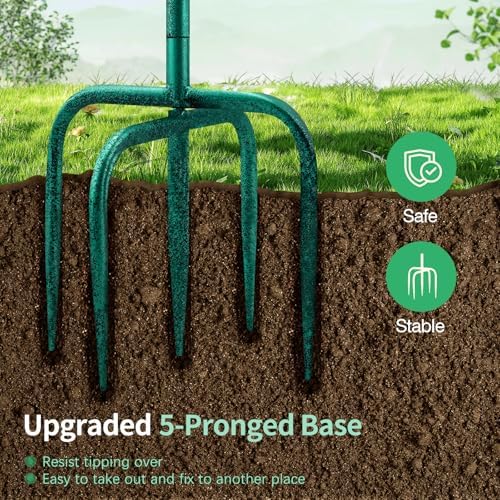 Daoeny 35In Metal Bird Bath for Outside, Vintage Freestanding Birdbaths & Birdfeeder, Bird Baths Feeder Bowl for Outdoors Garden Patio Yard Lawn Decor, Upgraded 5-Pronged Base (Green) - Image 3