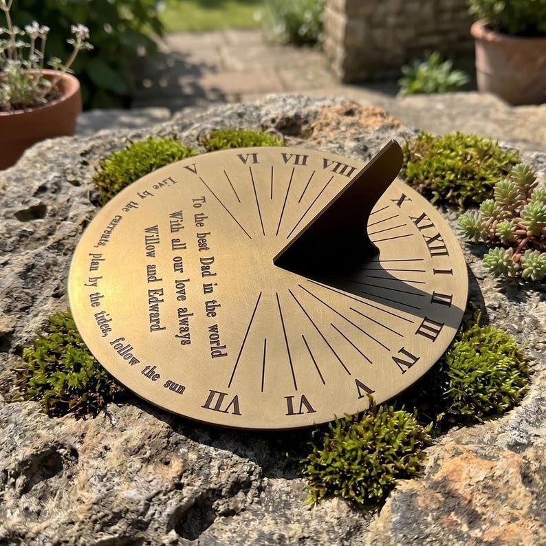 Personalised Brass Sundial, Custom Engraved Garden Sundial Clock, Wedding Gift Custom Outdoor Garden Decor (Brass, 8 INCH) - Image 5
