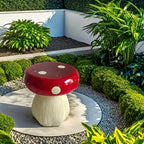 13.8" Resin Mushroom Stool for Kids & Garden Decor, Woodland Forest Side Table & Plant Stand for Patio, Balcony, Playroom, Lawn & Indoor Outdoor Spaces-Red by Unknown