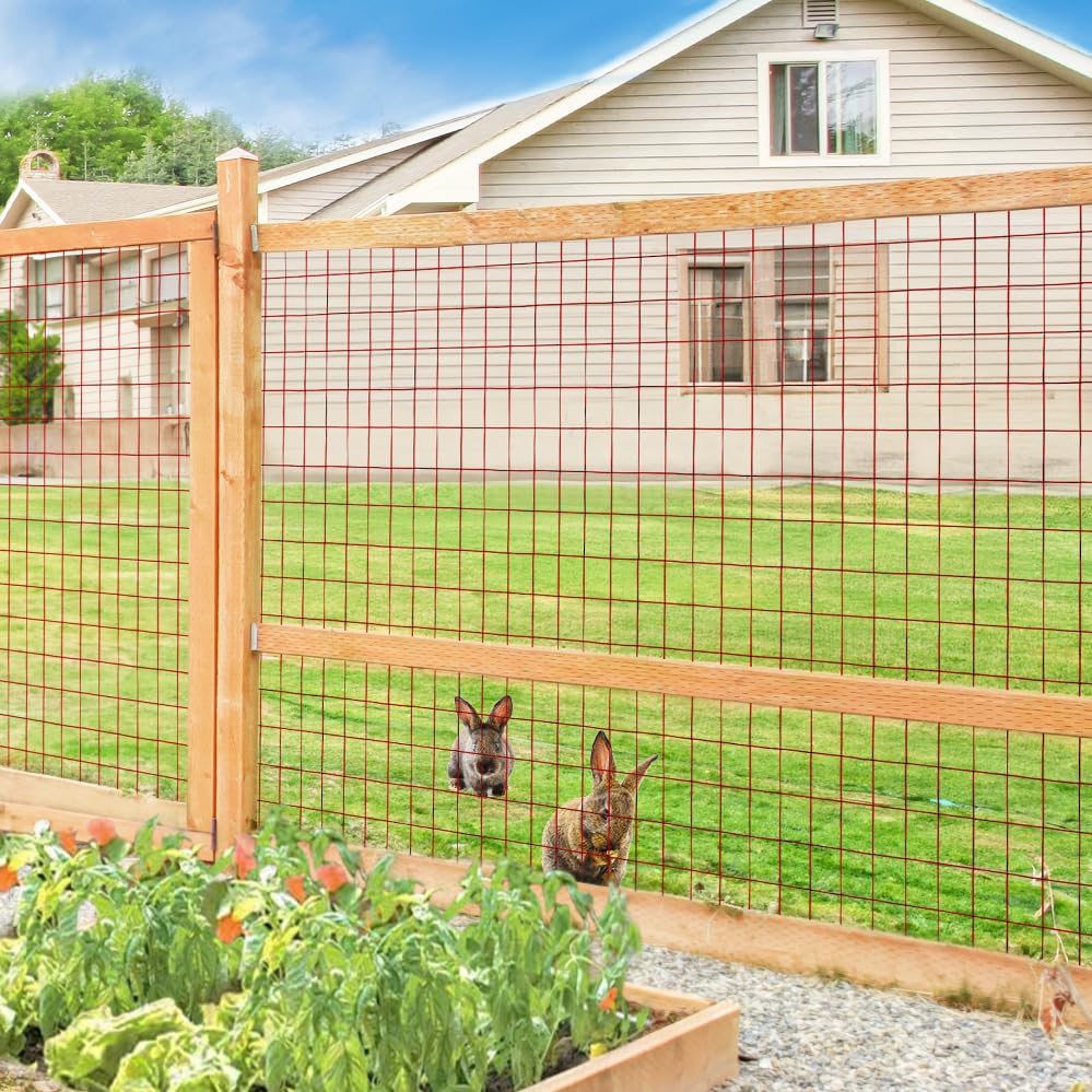 Red PVC Coated Welded Wire Fence 36" x 50' Roll, 2"x3" Mesh, 16 Gauge - Image 4