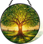 Stained Glass Window Hanging - 11.8" Tree of Life Suncatcher Glass Panel, Home Decorative Hanging Ornament for Kitchen or Garden, Ideal Gift for Mother, Wife or Women by Vexila