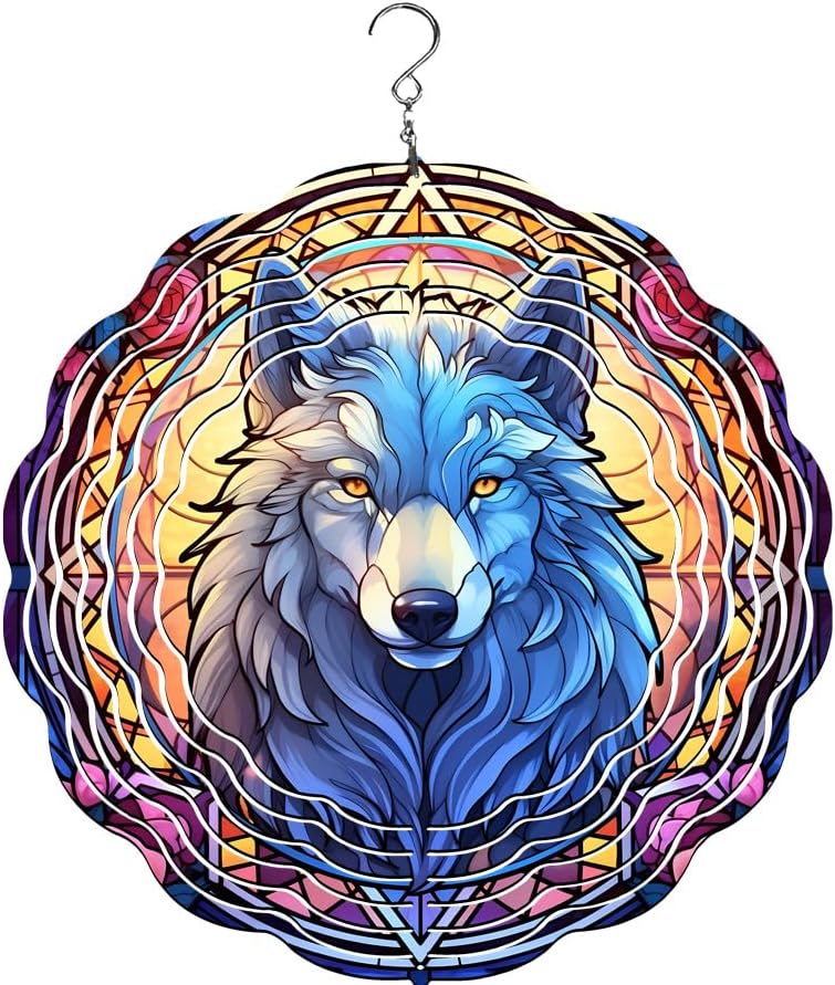 Wolf Wind Spinner, 10", Aluminum (Stain Blue) by Unknown