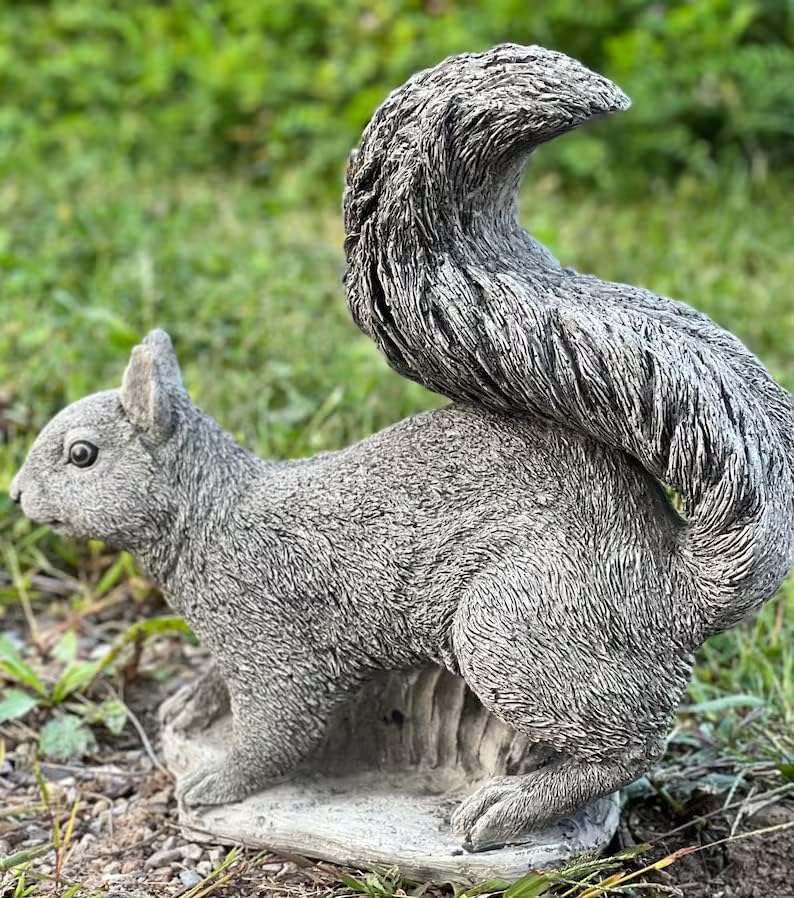 Realistic Forest Squirrel Statue Animal Concrete Sculpture for Garden Patio Backyard Handmade Squirrel Figurine - Image 6