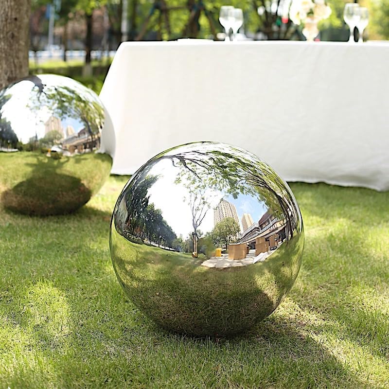 Balsa Circle 20 in Silver Stainless Steel Globe Gazing Reflective Mirror Balls Outdoor Garden Decor Centerpieces Wedding Party Events Reception Home Decorations Modern Ornaments Landscaping Accents - Image 2