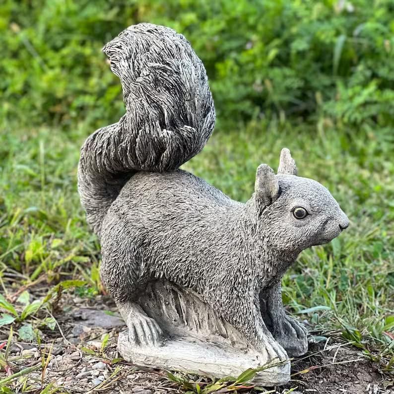 Realistic Forest Squirrel Statue Animal Concrete Sculpture for Garden Patio Backyard Handmade Squirrel Figurine - Image 5