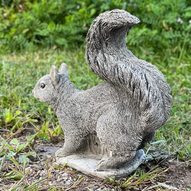 Realistic Forest Squirrel Statue Animal Concrete Sculpture for Garden Patio Backyard Handmade Squirrel Figurine - Image 4