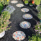 Round Garden Stepping Stones Resin Decorative Stepping Stone for Garden, 13 Inch Thicker Pavers for Garden Walkway Tread Stone Paving Stone for Yard Emulational Outdoor Lawn Decoration Stones(Style A) - Image 6