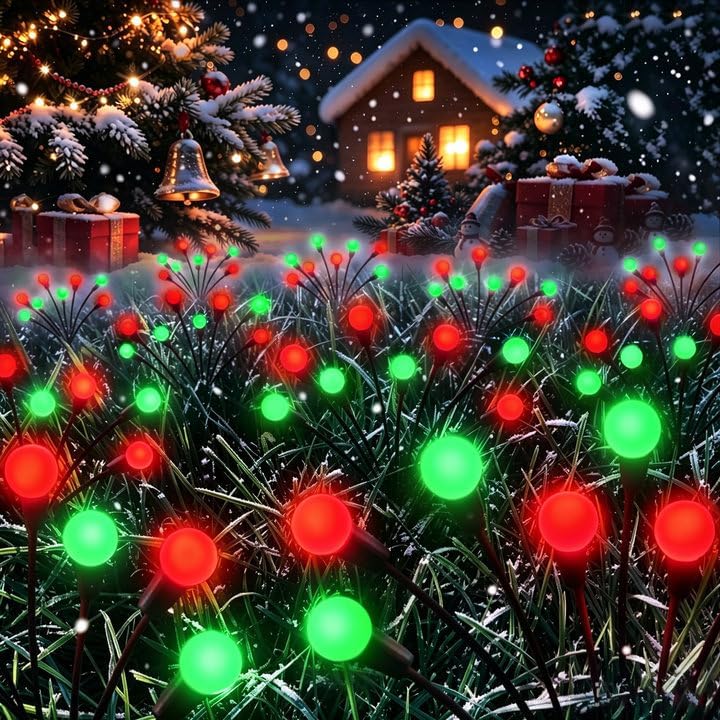 Christmas Decorations Outdoor Solar Firefly Lights 8 Pack Red and Green by Albelt