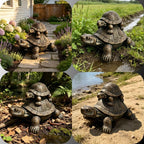 19'' Stacked Turtle Statue Mother Baby Tortoise Decor Vintage Bronze - Image 7