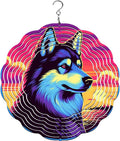 Traci's Fun Creations Wind Spinner, Siberian Husky, Aluminum, 10 Inch, Double-Sided, Round, Yard and Garden Décor (Neon) by Unknown