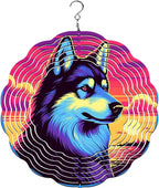 Traci's Fun Creations Wind Spinner, Siberian Husky, Aluminum, 10 Inch, Double-Sided, Round, Yard and Garden Décor (Neon) by Unknown