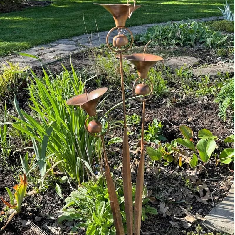 Rustic Metal Calla Lily Garden Stake with Bell – Bronze Outdoor Flower Yard Art, Weatherproof Iron Floral Decor for Lawn, Patio, Pathway, Unique Garden Gift - Image 5