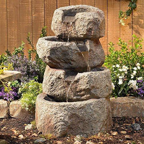 Glacial Rock Zen 30" Large Water Outdoor Indoor Fountain with LED Lights - Image 2