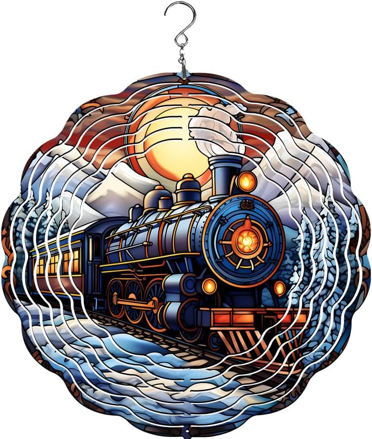 Traci's Fun Creations Train Wind Spinner, 10 Inch, Aluminum, Double Sided, Yard and Garden Décor (Steam) by Unknown