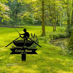 DINOMAN Personalized Memorial Plaques for Outdoors Fisherman Grave Marker Metal Garden Stakes Fishing Lover Memorial Gifts Sympathy Gifts for Loss of Loved One (Fisherman 1) - Image 3