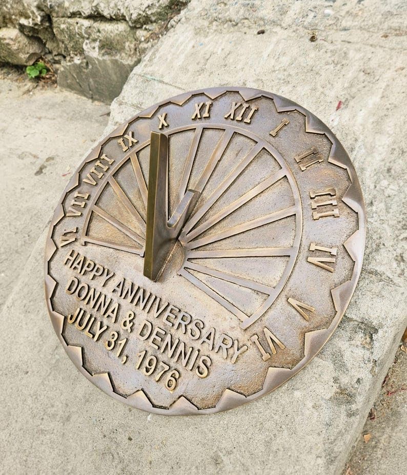 Personalized Bronze Sundial, Custom, Engraved Garden Decor, Wedding Keepsake, Outdoor Sundial (Antique Brown, 10 Inch) - Image 3