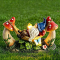 Solar Gnome Garden Statue with Mushroom and Butterfly Lights Outdoors, Waterproof Garden Decor for Yard Lawn Balcony, Cute Gnome Figurine for Outdoor Patio Decor, Ideal Gift for Garden Lovers by O-FarFarm
