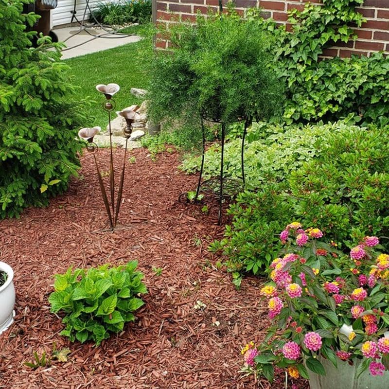 Rustic Metal Calla Lily Garden Stake with Bell – Bronze Outdoor Flower Yard Art, Weatherproof Iron Floral Decor for Lawn, Patio, Pathway, Unique Garden Gift - Image 2