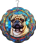 Traci's Fun Creations Pug Wind Spinner, 10 Inch, Aluminum, Double Sided, Multicolor, Yard and Garden Décor by Unknown