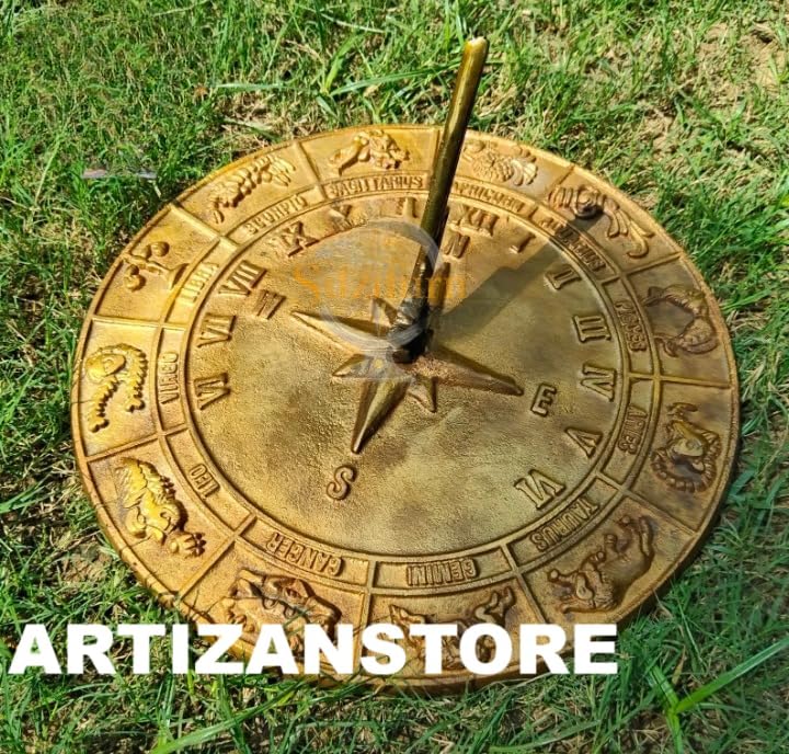 Brass Garden Sundial Zodiac Classic Garden Sundial Design Sold Polished Brass, 10-Inch Diameter - Image 5