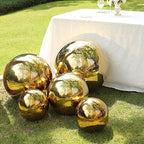 2 pcs 12 in Gold Stainless Steel Globe Gazing Reflective Mirror Balls Outdoor Garden Decor Centerpieces Wedding Party Events Reception Home Decorations Modern Ornaments Landscaping Accents - Image 6