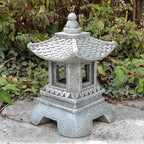 12" Tall Japanese Pagoda Garden Statue - Zen Buddha Outdoor/Indoor Resin Sculpture with Sturdy Base, Asian Zen Temple Decor for Patio, Yard, Balcony, Tabletop - Image 2