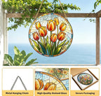 Stained Glass Window Hanging Peacock Feather Art Sun Catchers Elegant Peacock Glass Suncatchers Decorative for Home Garden Outdoor & Indoor Colorful Gift 9.8 Inch - Image 2