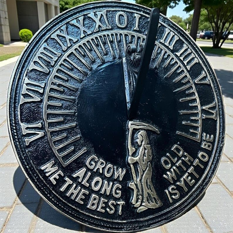Garden Sundial, 29cm Replica “Grow Old Along with Me” Quote Black 10 Inch - Image 2