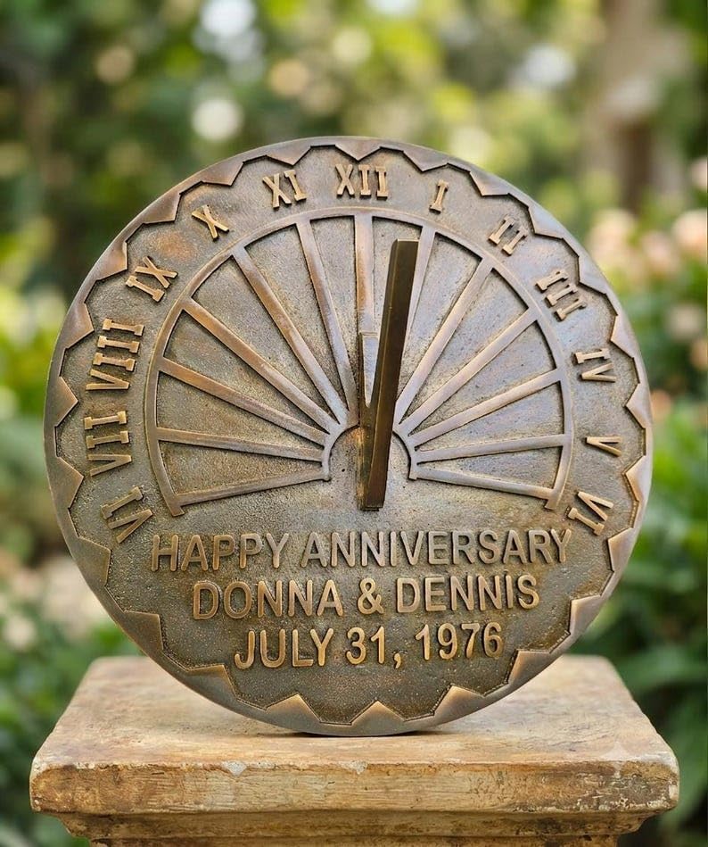 Personalized Bronze Sundial, Custom, Engraved Garden Decor, Wedding Keepsake, Outdoor Sundial (Antique Brown, 10 Inch) - Image 5