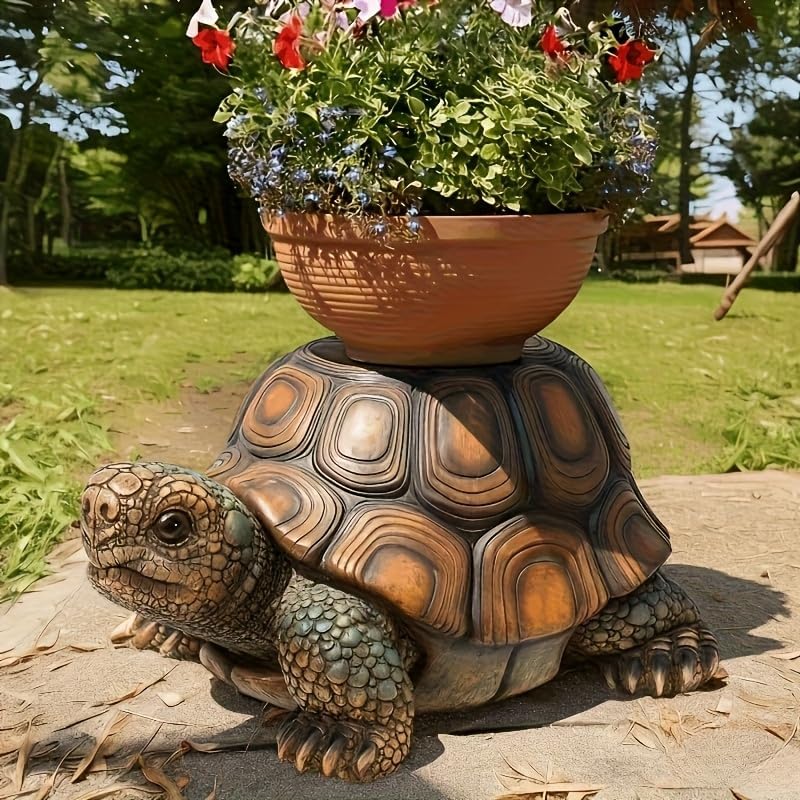 18" Large Resin Turtle Garden Statue Outdoor Patio Lawn Decor Brown - Image 4