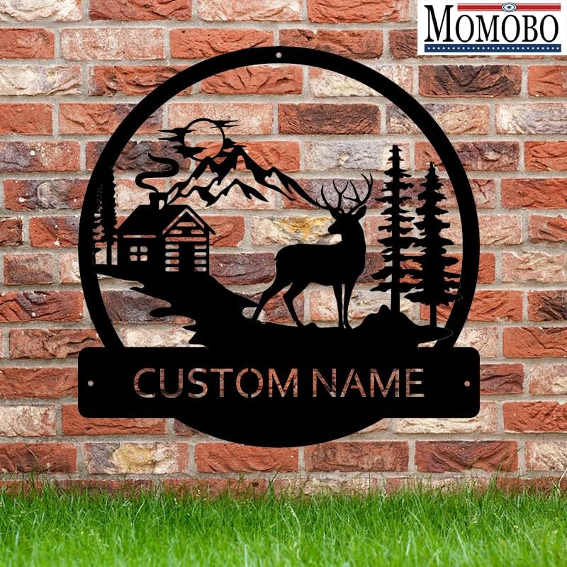 Deer and Cabin Custom Name Sign Metal Wall Art Personalized Last Name Plaque Outdoor Metal Wall Art Personalized Gift for Wedding/Housewarming - Image 4