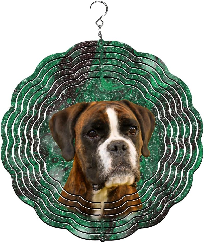 Traci's Fun Creations Wind Spinner, Boxer Dog Theme, Aluminum, Double-Sided, 10 Inch, Yard or Garden Décor (Natural) by Unknown